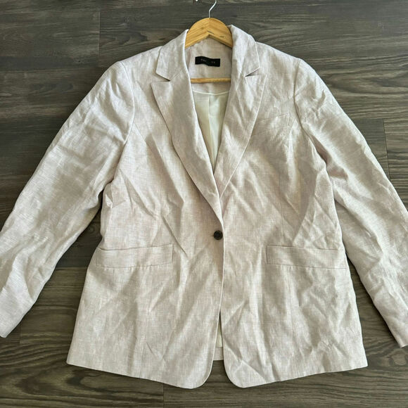 Talbots Jackets & Blazers - Talbots Women's Linen Blazer Jacket Size 14 Neutral Beige Tan Casual Resort